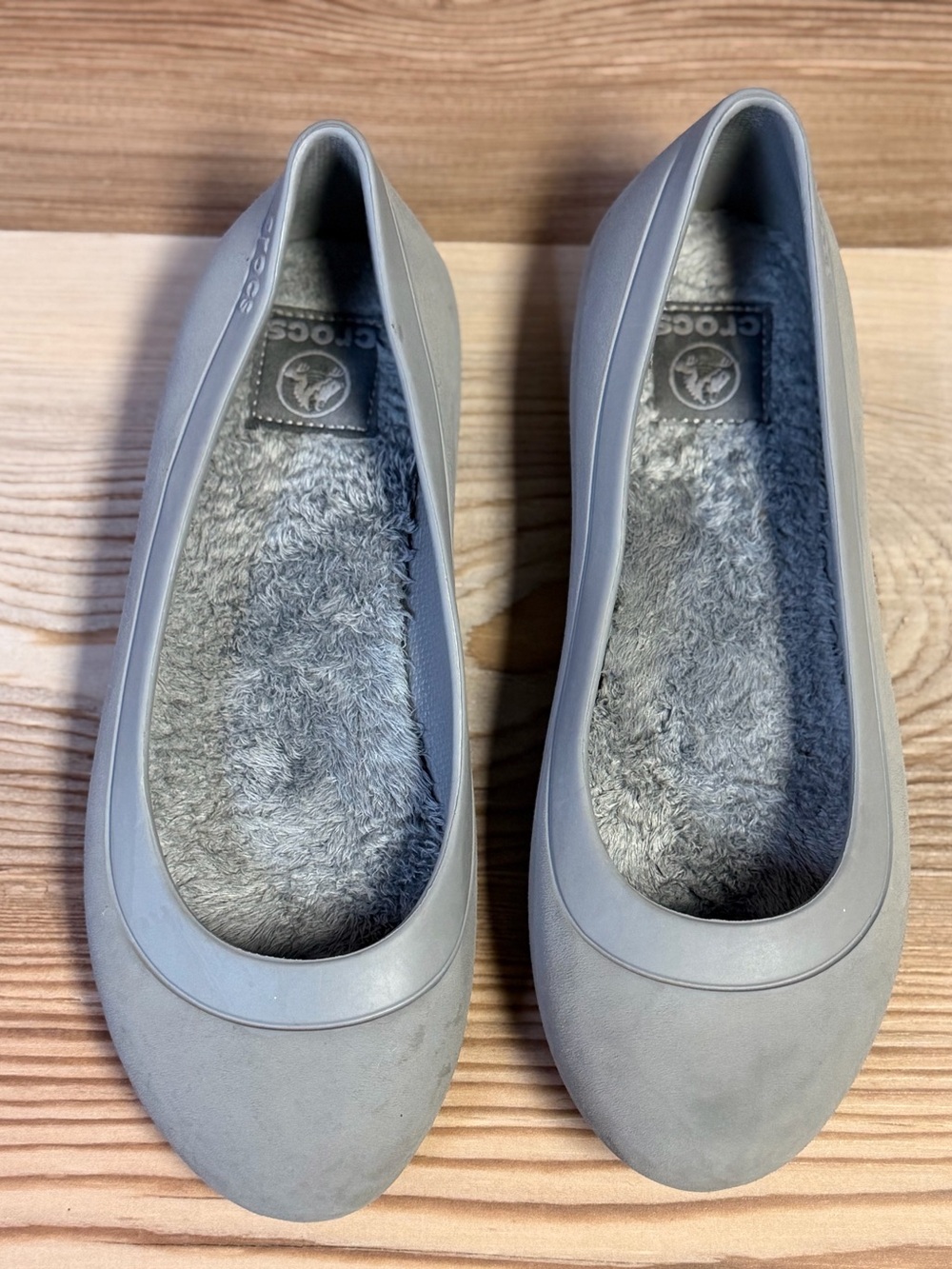 Crocs Mammoth Fleece Lined Ballet Flats Grey Women's Size 8